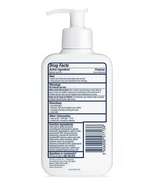 CeraVe Acne Control Cleanser 2% Salicylic Acid Acne Treatment 237 ML