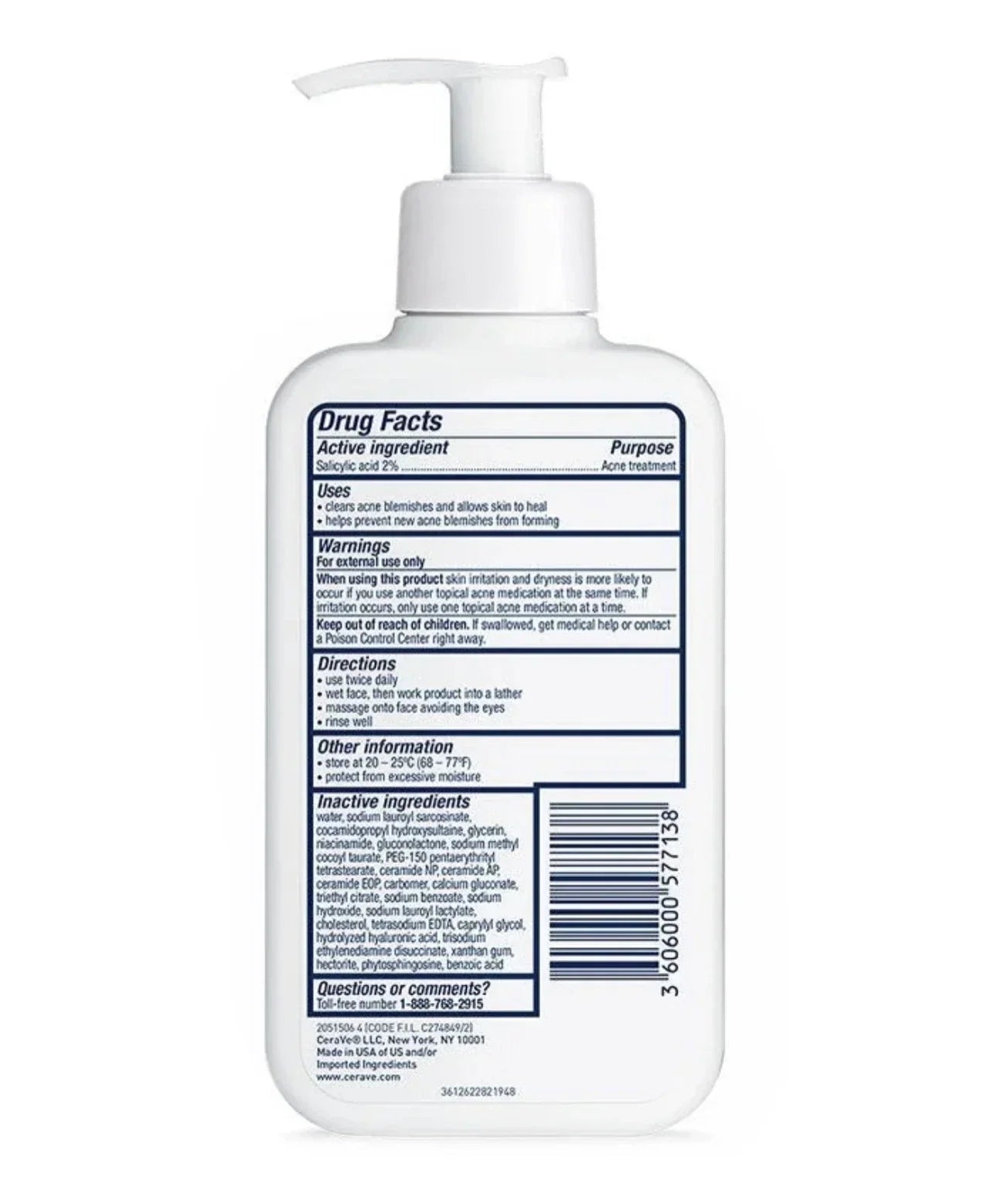 CeraVe Acne Control Cleanser 2% Salicylic Acid Acne Treatment 237 ML